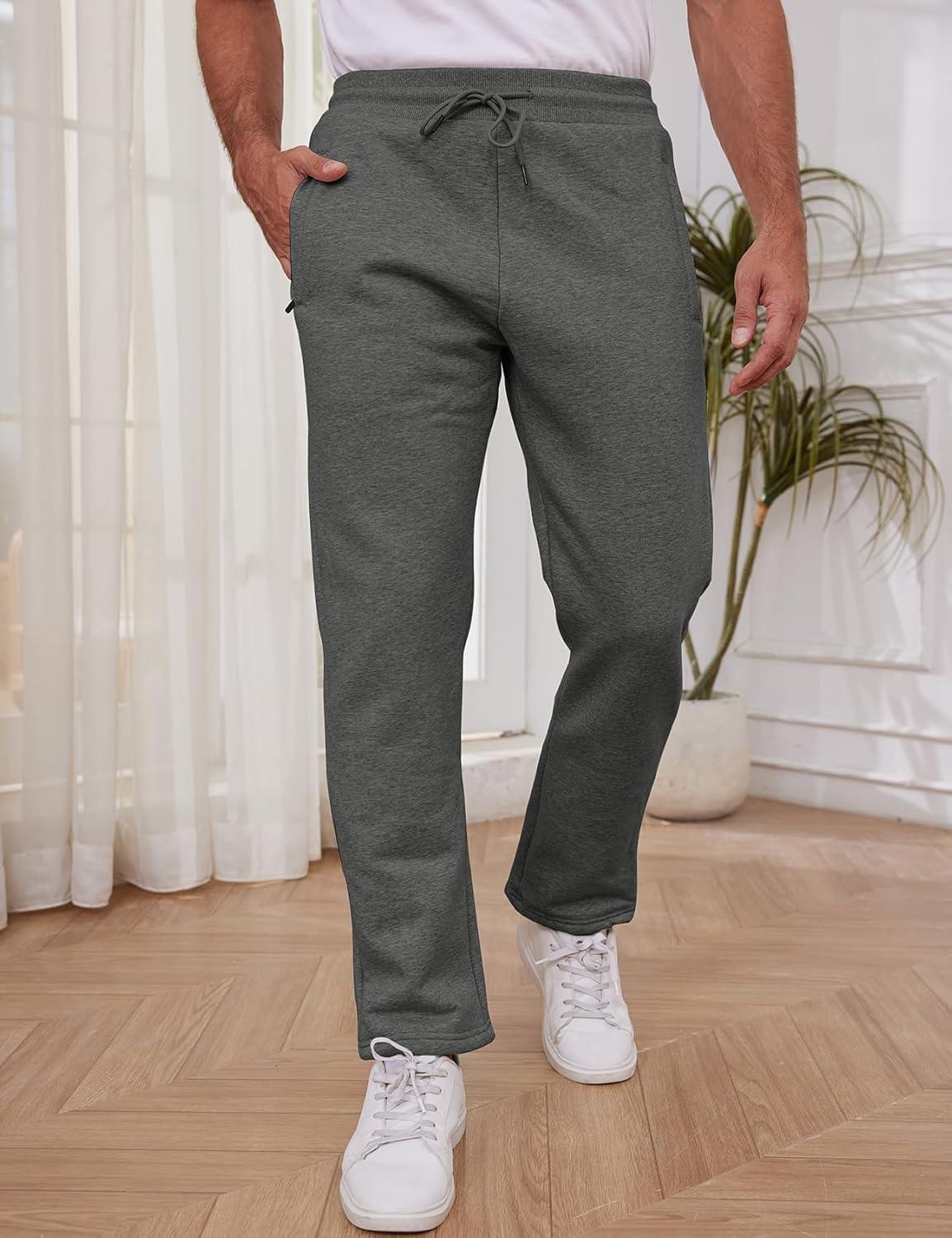 imageGihuo Mens Winter Warm Fleece Pants Sherpa Fleece Lined Jogger Pants Sweatpants2darkgrey Open Bottom