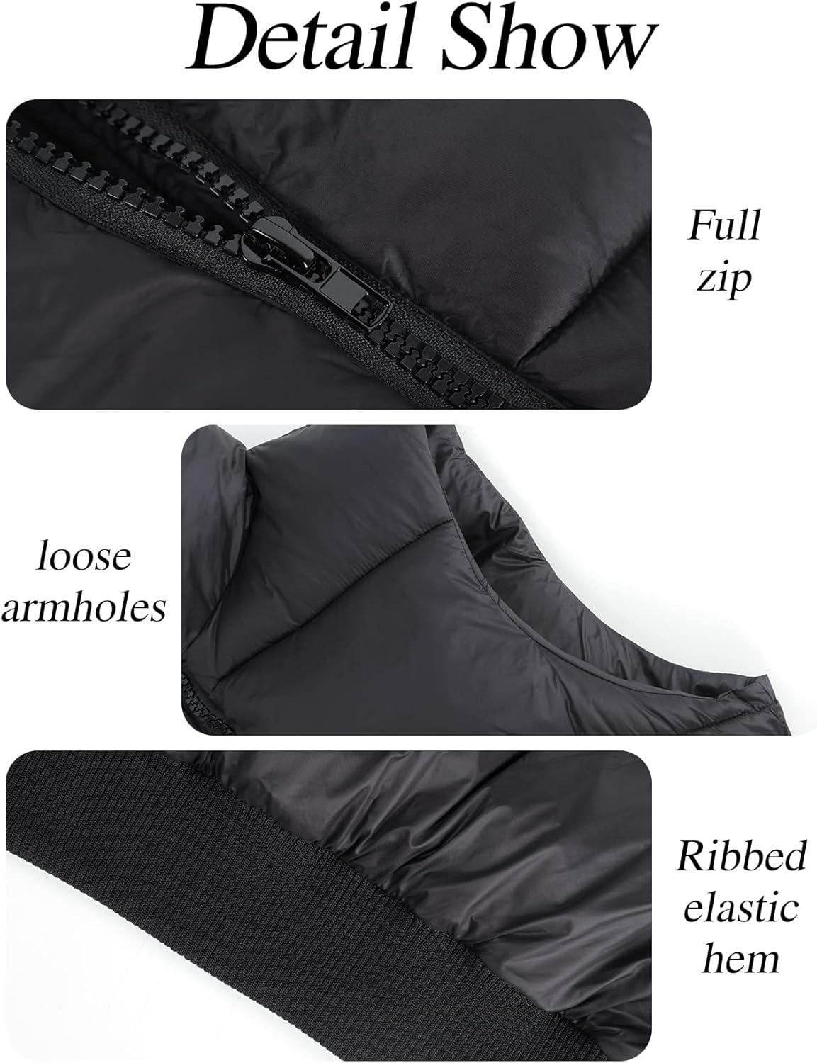 imageGihuo Womens Cropped Puffer Vest Sleeveless Puffer Jacket Padded Gilet Outerwear Winter Full Zip Lightweight CoatBlack