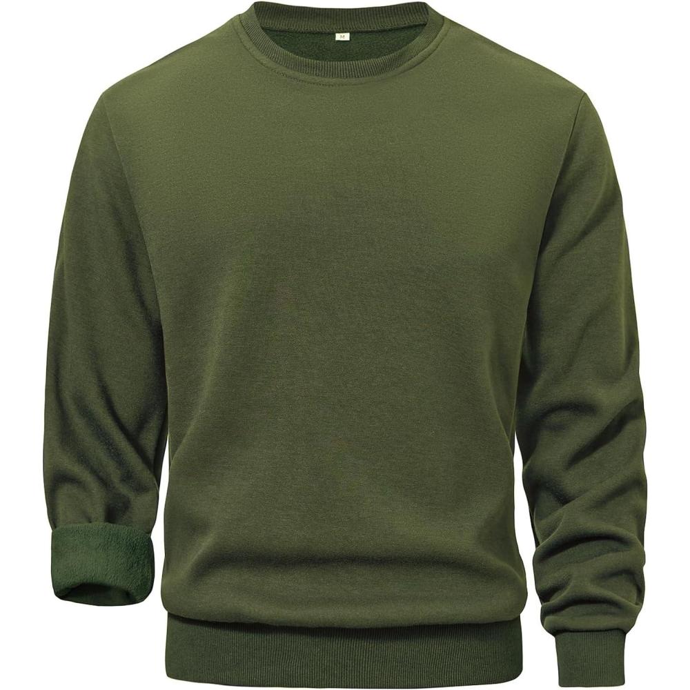 imageGihuo Mens Crewneck Sweatshirt Soft Fleece Pullover Casual Comfortable Sweatshirt for Men Classic FitArmygreen