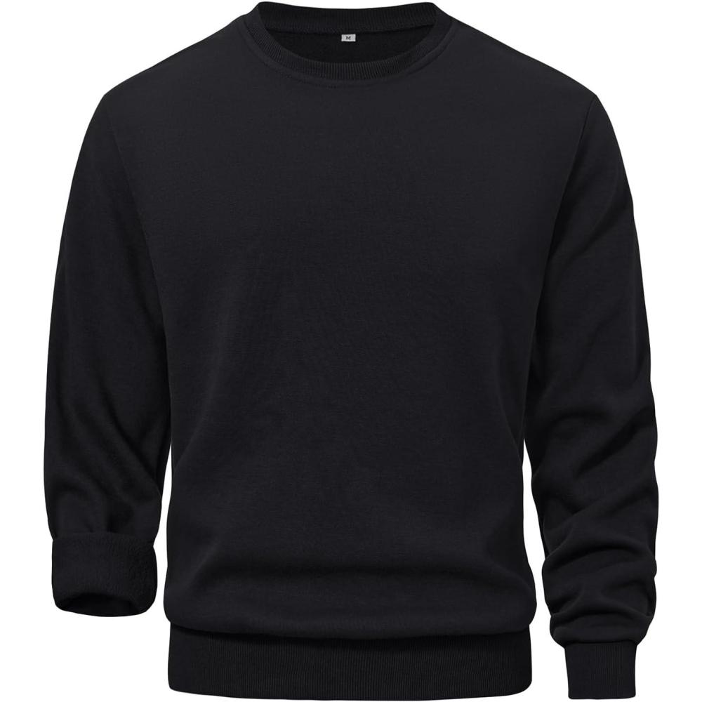 imageGihuo Mens Crewneck Sweatshirt Soft Fleece Pullover Casual Comfortable Sweatshirt for Men Classic FitBlack