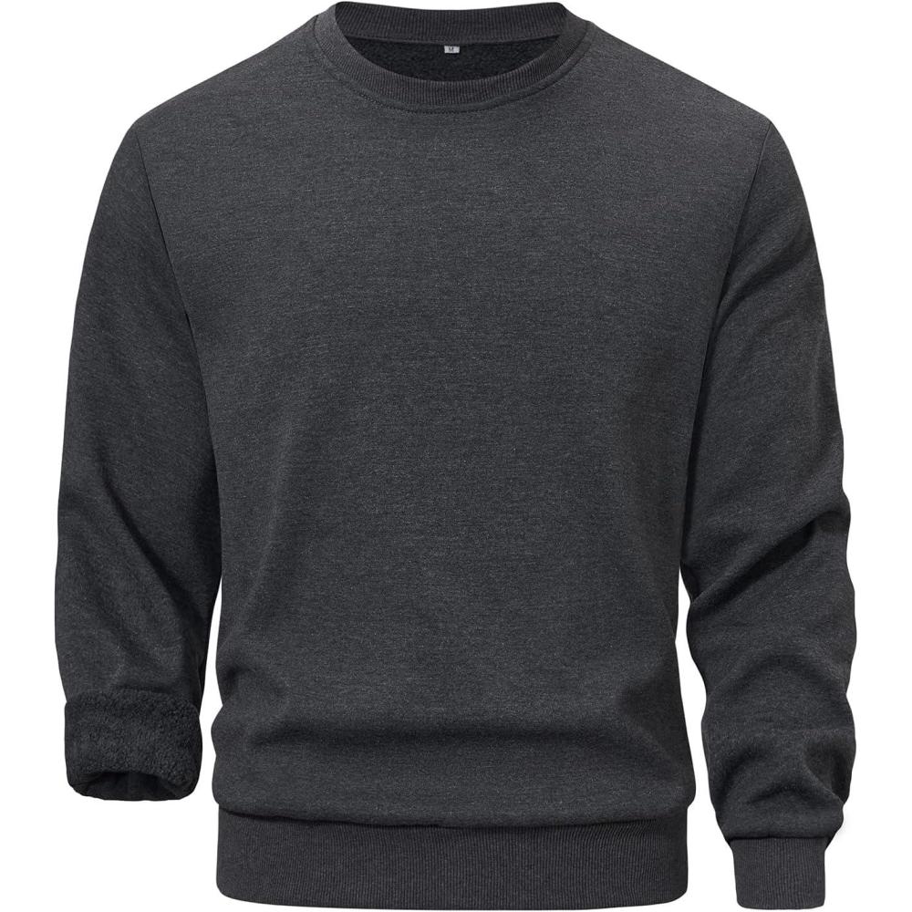 imageGihuo Mens Crewneck Sweatshirt Soft Fleece Pullover Casual Comfortable Sweatshirt for Men Classic FitDarkgrey