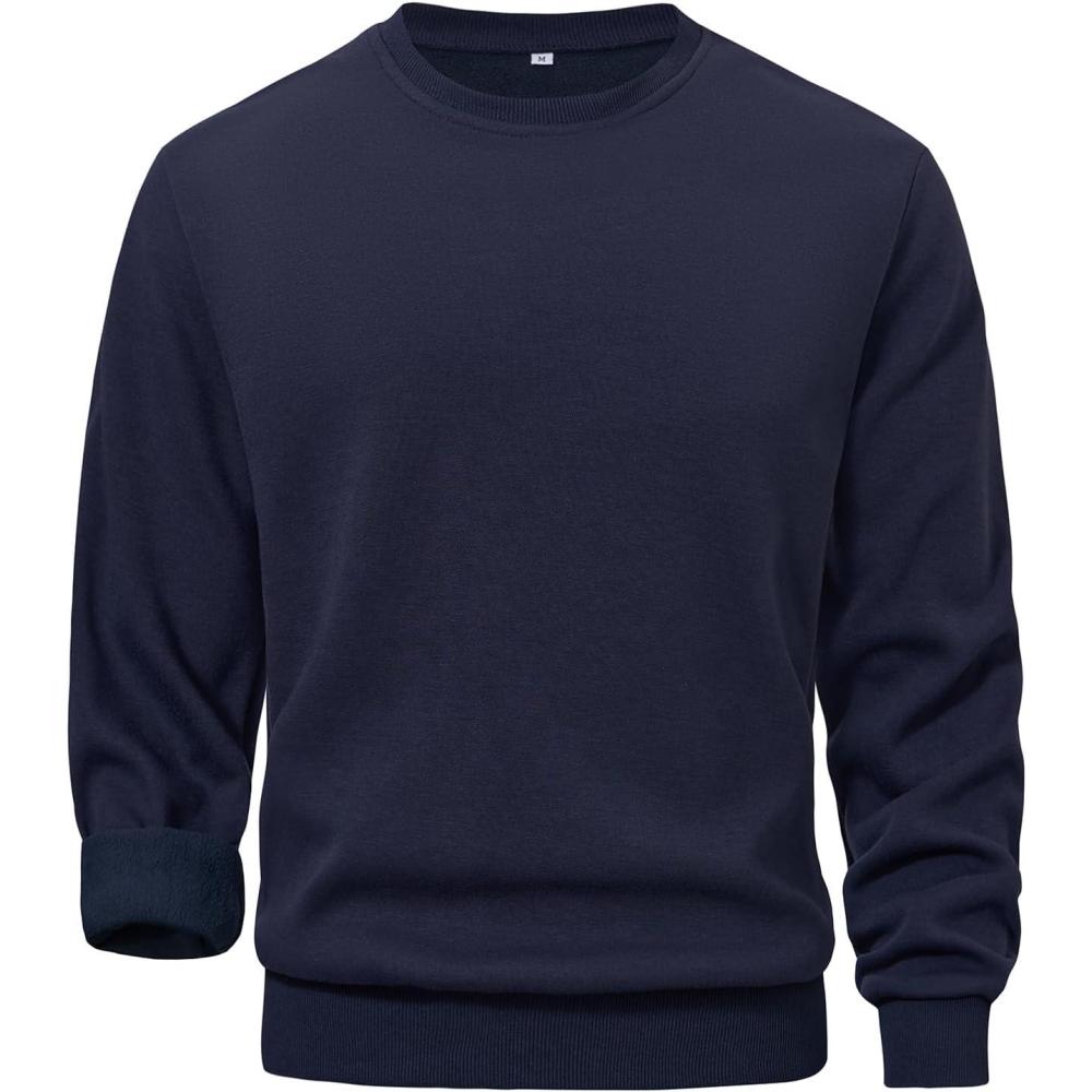 imageGihuo Mens Crewneck Sweatshirt Soft Fleece Pullover Casual Comfortable Sweatshirt for Men Classic FitNavy