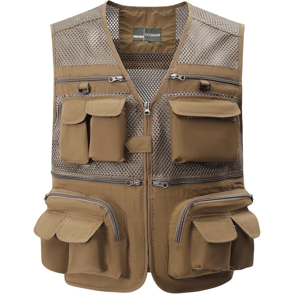 imageGihuo Mens Fishing Safari Vest with Pockets for Summer TravelKhaki 03
