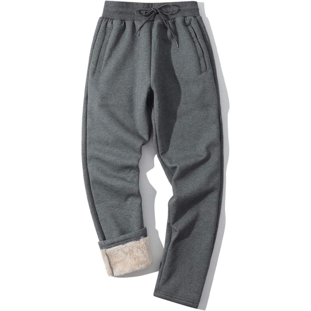 imageGihuo Mens Winter Warm Fleece Pants Sherpa Fleece Lined Jogger Pants Sweatpants2darkgrey Open Bottom