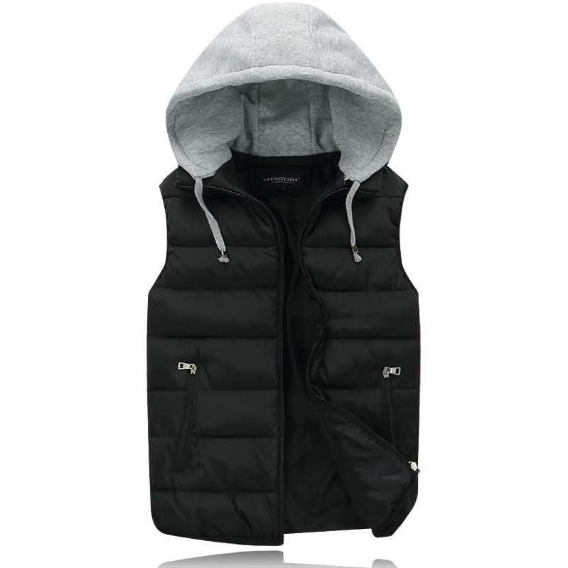 imageGihuo Womens Puffer Vest Zip Up Quilted Padded Winter Hooded Vest Warm Jacket Outerwear Vest02 Black