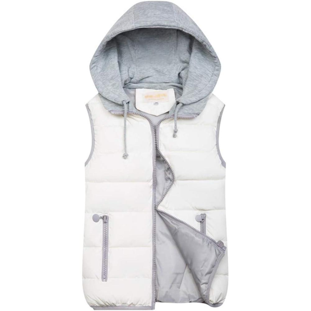 imageGihuo Womens Puffer Vest Zip Up Quilted Padded Winter Hooded Vest Warm Jacket Outerwear VestOffwhite