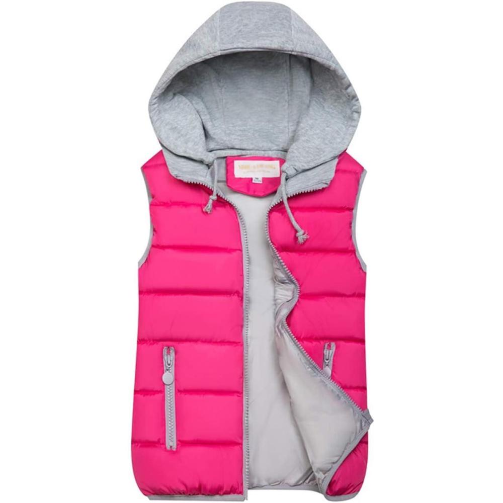 imageGihuo Womens Puffer Vest Zip Up Quilted Padded Winter Hooded Vest Warm Jacket Outerwear VestRose Red