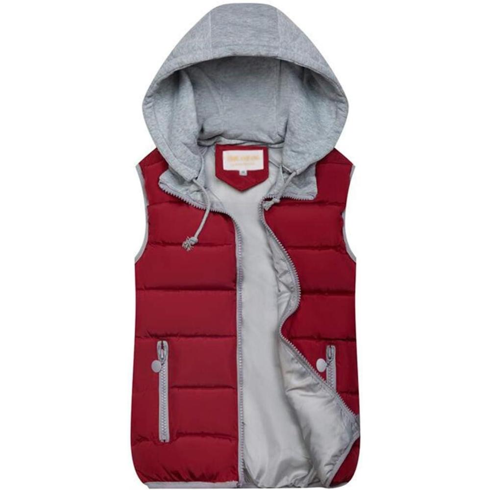 imageGihuo Womens Puffer Vest Zip Up Quilted Padded Winter Hooded Vest Warm Jacket Outerwear VestWine