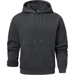 Gihuo Hoodies for Men Casual Essentials Hoodie Fleece Lined Cotton Pullover Mens Sweatshirt with Pockets(Darkgrey)