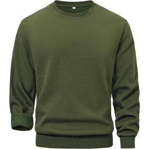 Gihuo Men’s Crewneck Sweatshirt – Soft Fleece Pullover, Casual Comfortable Sweatshirt for Men, Classic Fit(Armygreen)