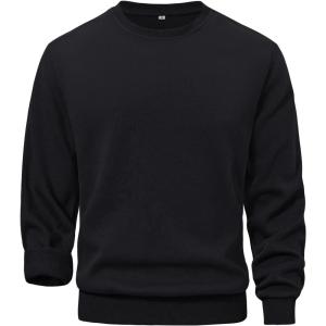 Gihuo Men’s Crewneck Sweatshirt – Soft Fleece Pullover, Casual Comfortable Sweatshirt for Men, Classic Fit(Black)