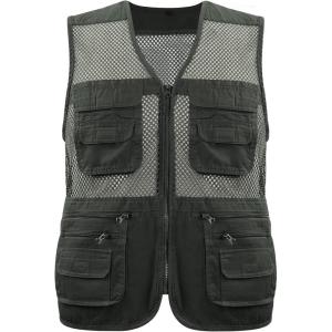 Gihuo Men’s Fishing Safari Vest with Pockets for Summer Travel(Army Green 02)