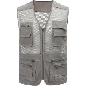 Gihuo Men’s Fishing Safari Vest with Pockets for Summer Travel(Beige)