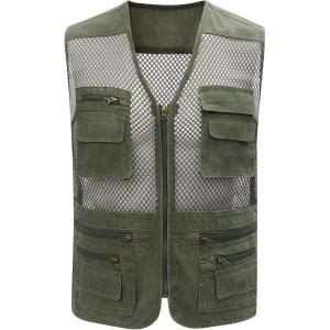 Gihuo Men’s Fishing Safari Vest with Pockets for Summer Travel(Green)