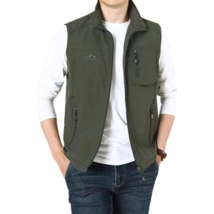 Gihuo Men’s Fishing Vest Utility Vest Casual Outdoor Quick Dry Safari Travel Golf Vest Work Vest(Army Green 02)