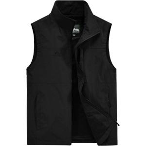 Gihuo Men’s Fishing Vest Utility Vest Casual Outdoor Quick Dry Safari Travel Golf Vest Work Vest(Black)