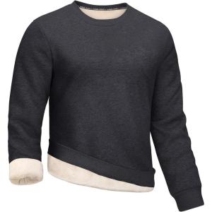 Gihuo Mens Sherpa Lined Sweatshirt Fleece Crewneck Sweatshirts Winter Warm Pullover(Darkgrey)