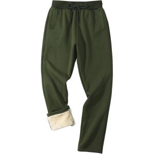 Gihuo Men’s Winter Warm Fleece Pants Sherpa Fleece Lined Jogger Pants Sweatpants(2#army (Open Bottom))