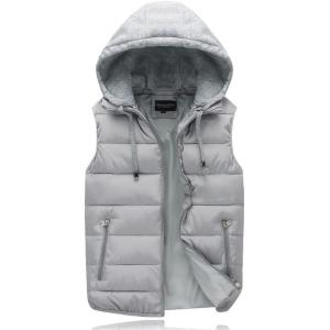 Gihuo Women’s Puffer Vest Zip Up Quilted Padded Winter Hooded Vest Warm Jacket Outerwear Vest(02 Grey)