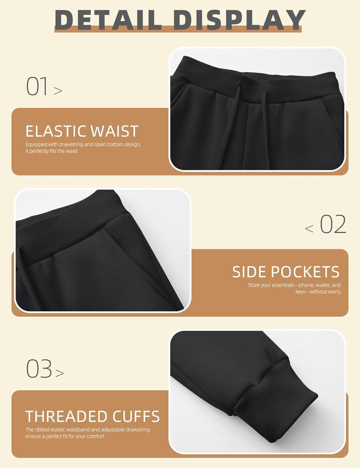imageGihuo Womens Sherpa Lined Sweatpants Winter Warm Fleece Jogger PantsBlackblack