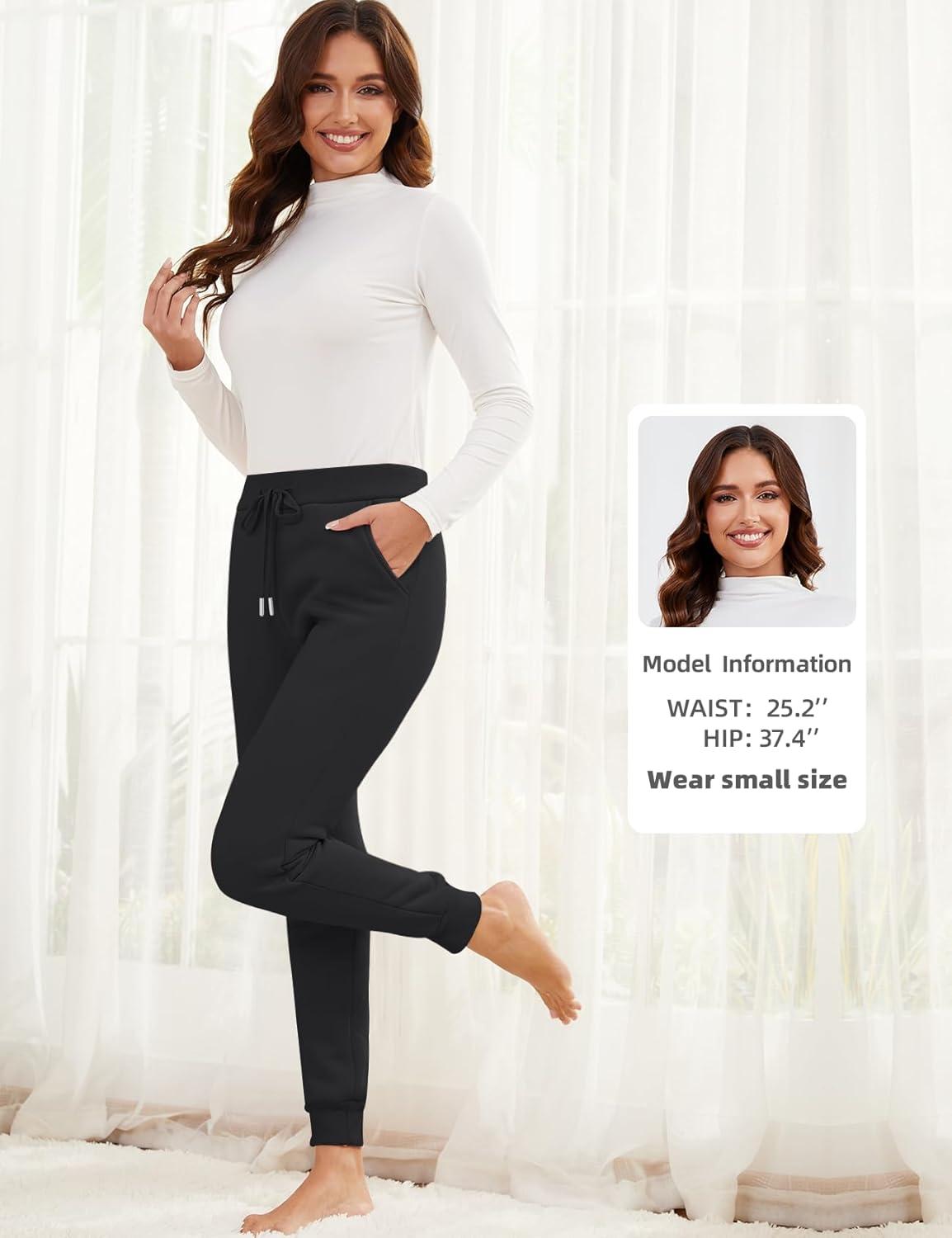 imageGihuo Womens Sherpa Lined Sweatpants Winter Warm Fleece Jogger PantsBlackblack