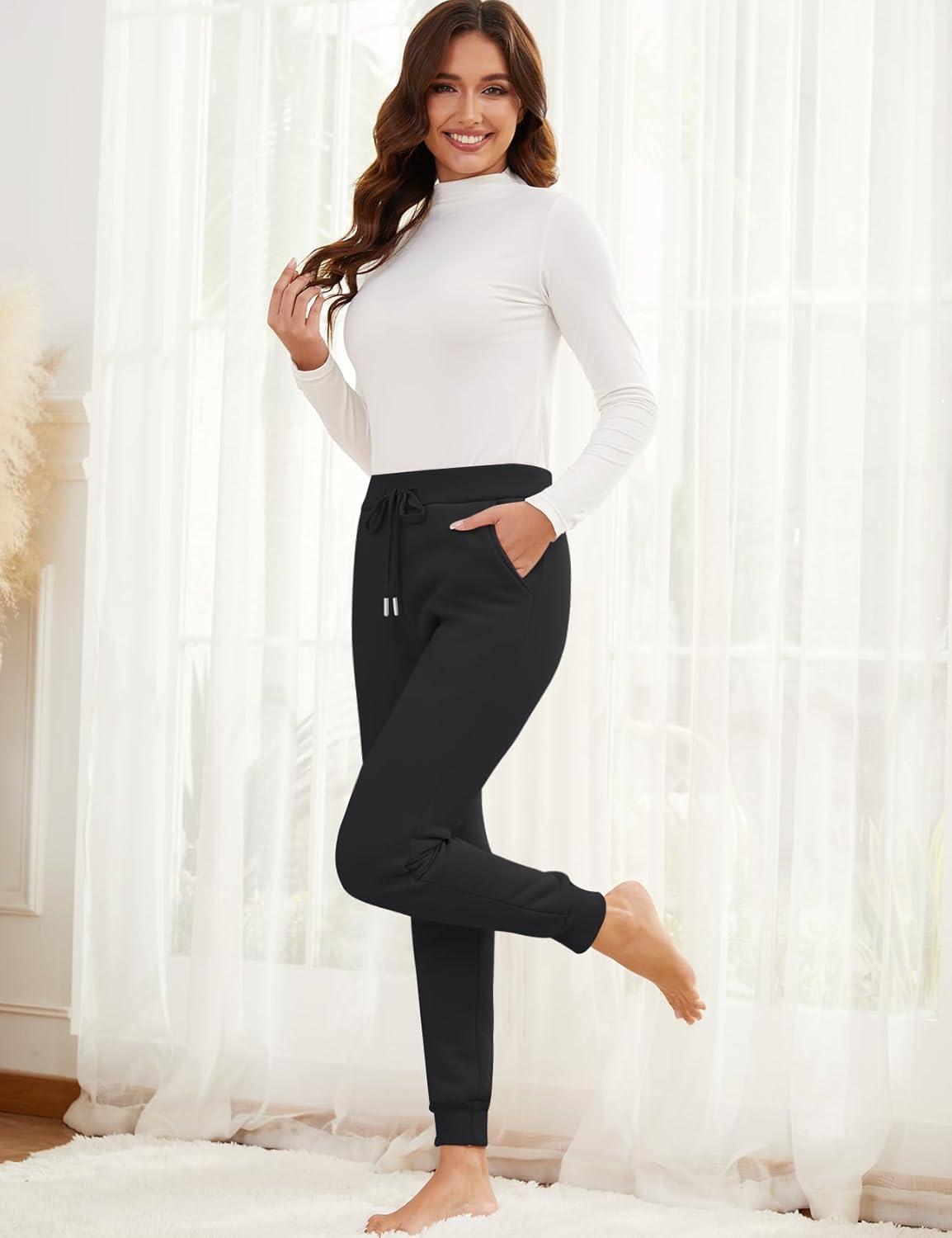 imageGihuo Womens Sherpa Lined Sweatpants Winter Warm Fleece Jogger PantsBlackpink
