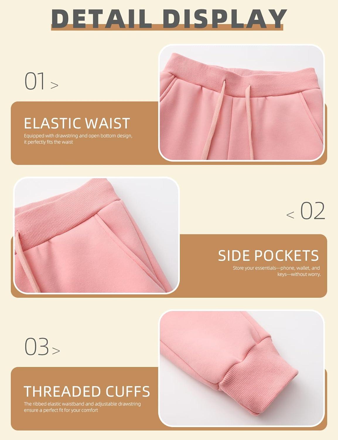 imageGihuo Womens Sherpa Lined Sweatpants Winter Warm Fleece Jogger PantsBlackpink