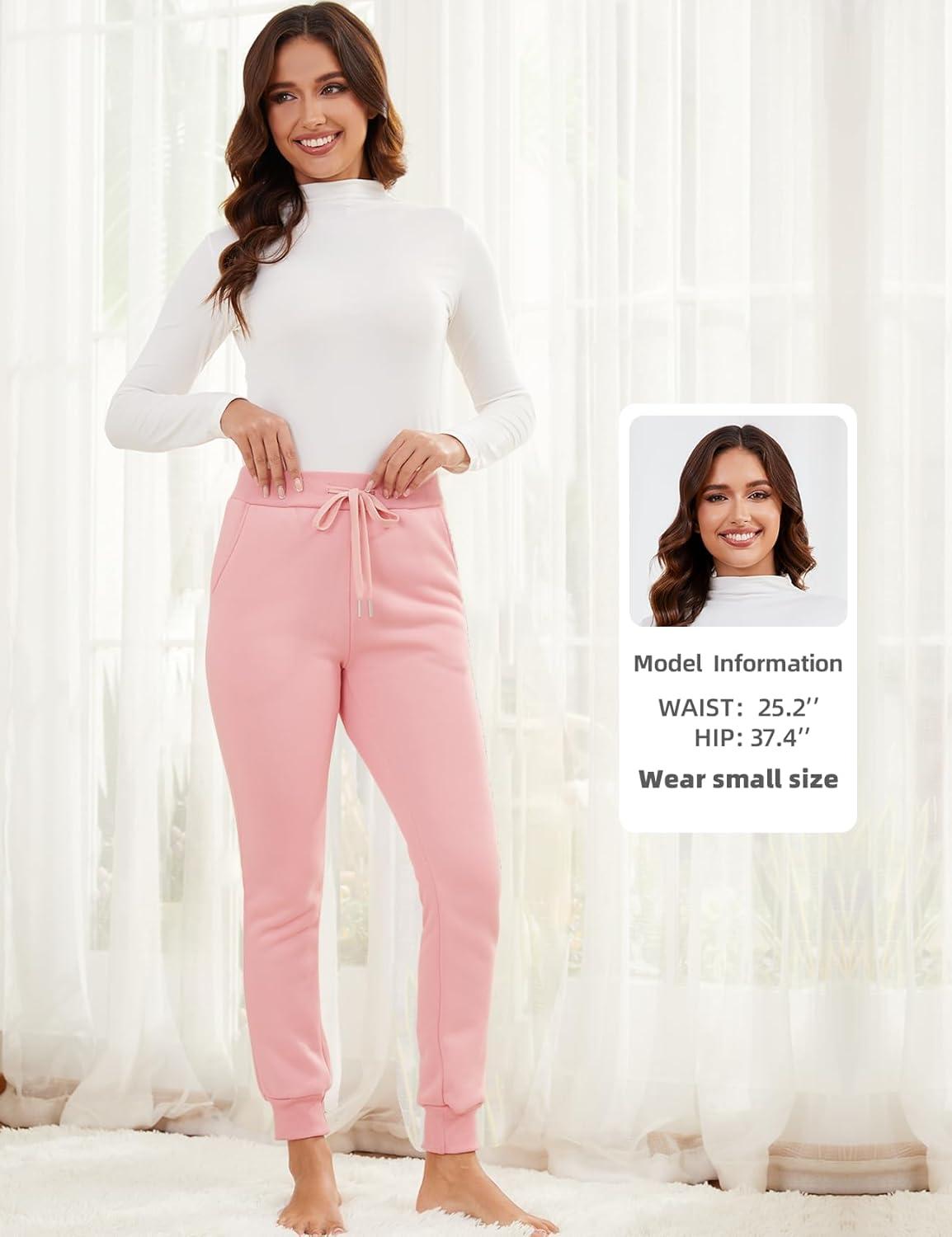 imageGihuo Womens Sherpa Lined Sweatpants Winter Warm Fleece Jogger PantsBlackpink