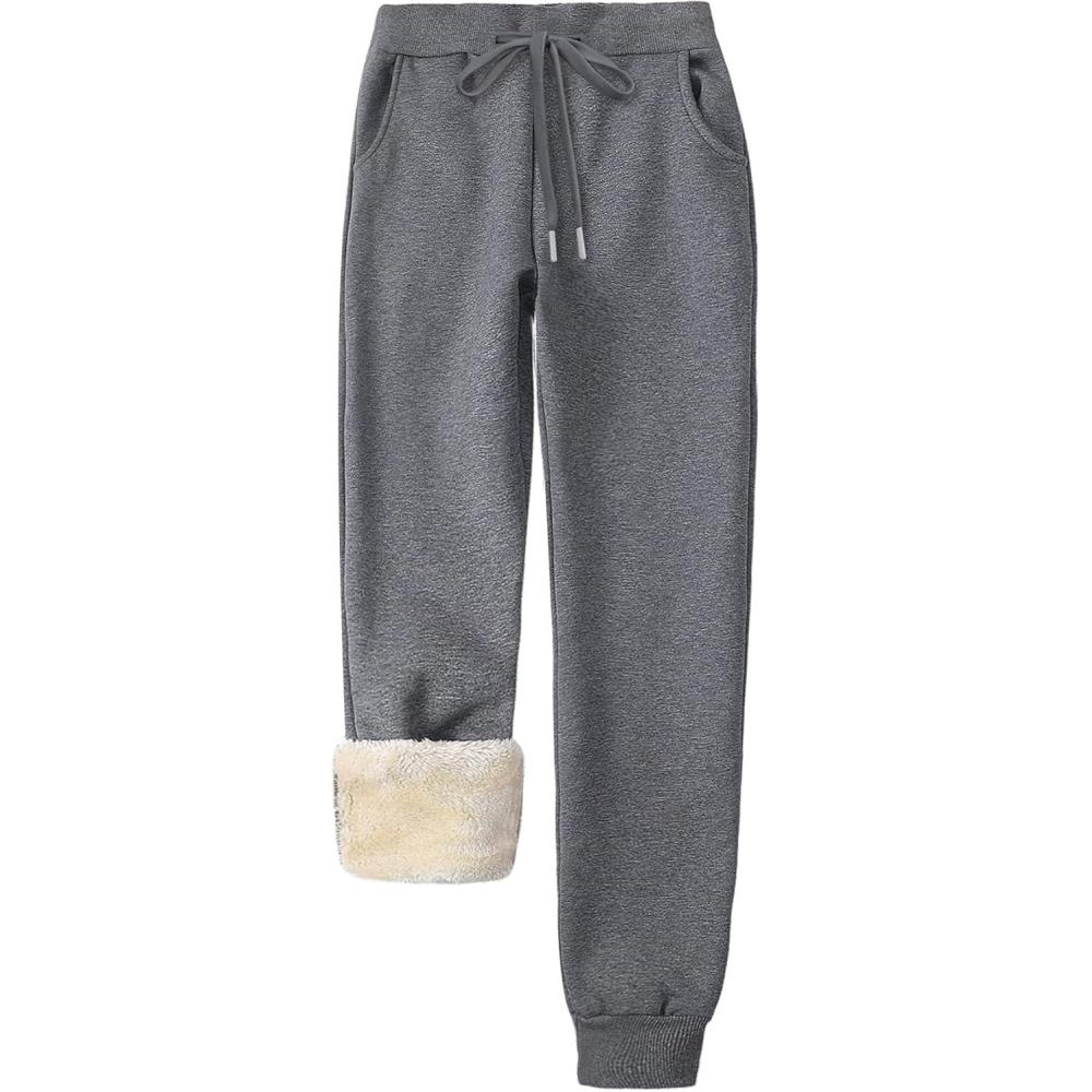 imageGihuo Womens Sherpa Lined Sweatpants Winter Warm Fleece Jogger PantsDarkgrey