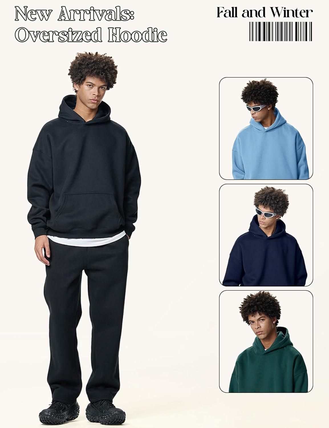 imageGihuo Men Hoodie Mens Fleece Hooded Pullover SweatshirtsBlack