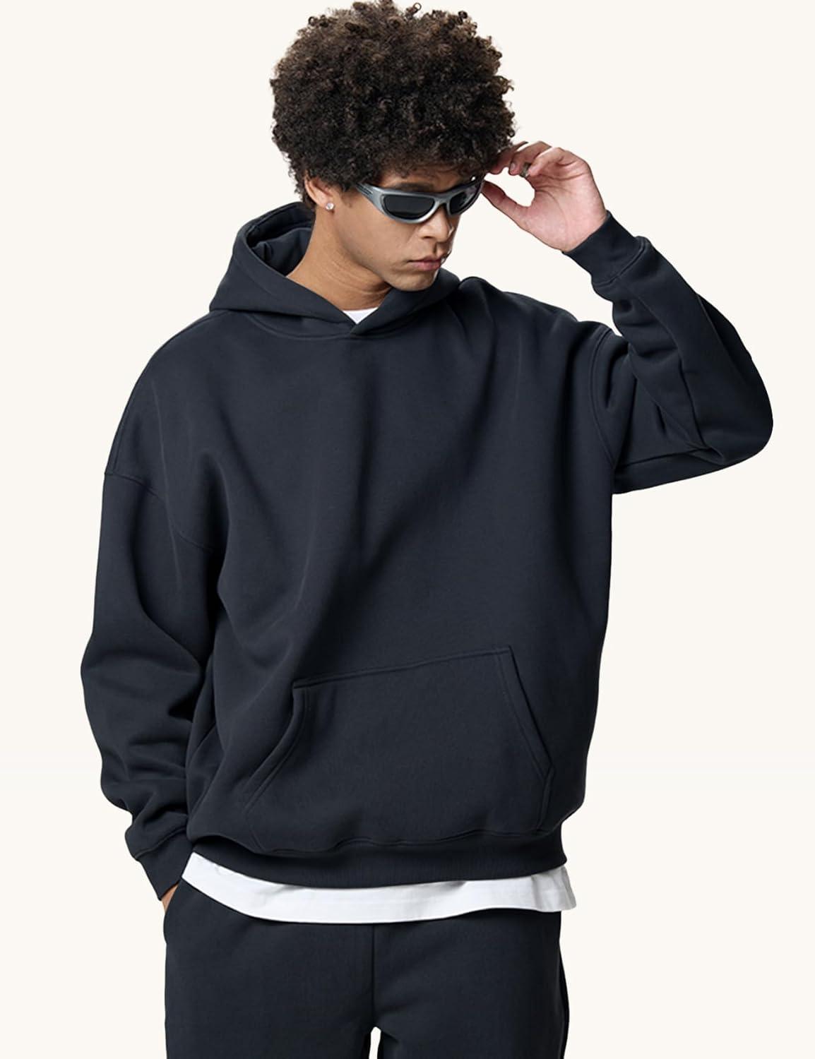 imageGihuo Men Hoodie Mens Fleece Hooded Pullover SweatshirtsBlack