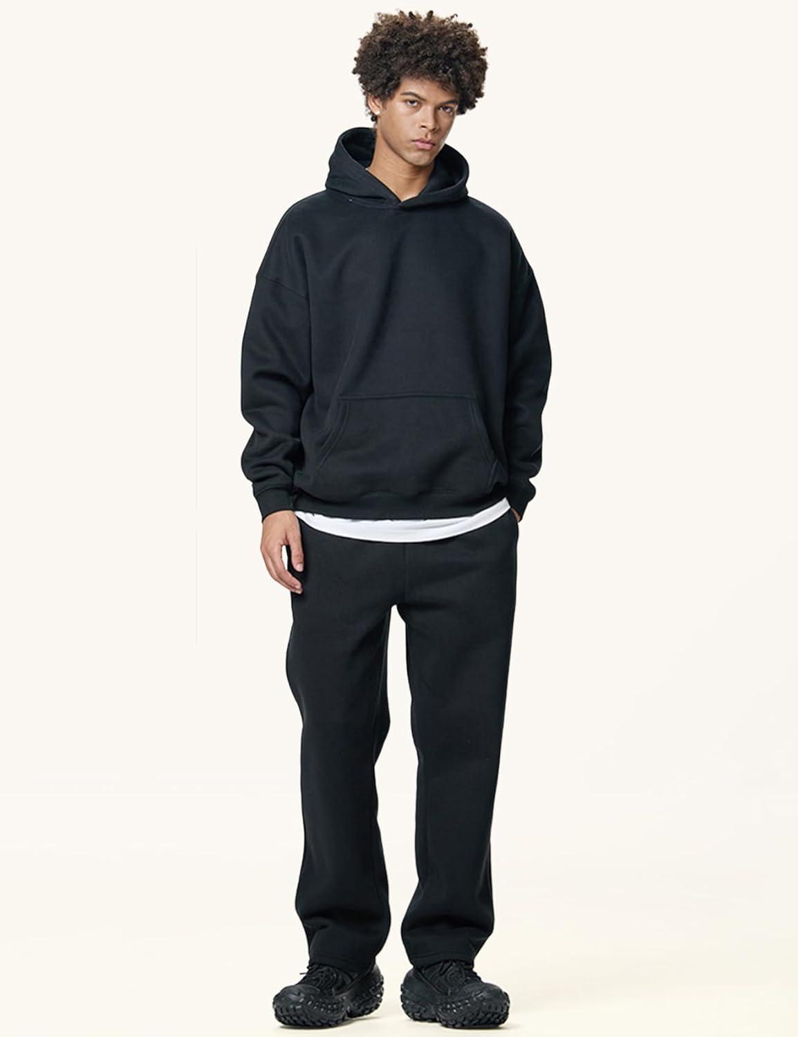 imageGihuo Men Hoodie Mens Fleece Hooded Pullover SweatshirtsBlack