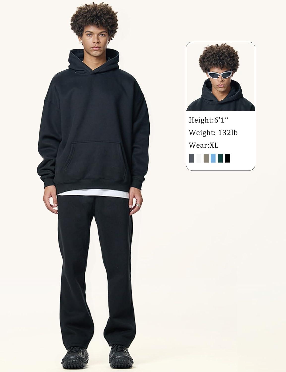 imageGihuo Men Hoodie Mens Fleece Hooded Pullover SweatshirtsBlack
