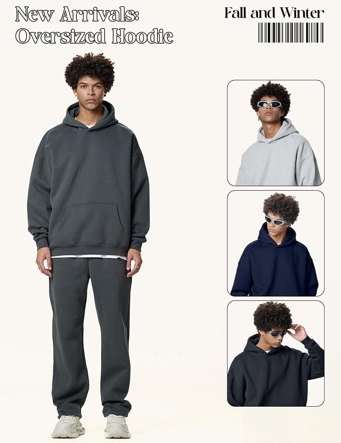 imageGihuo Men Hoodie Mens Fleece Hooded Pullover SweatshirtsDarkgrey