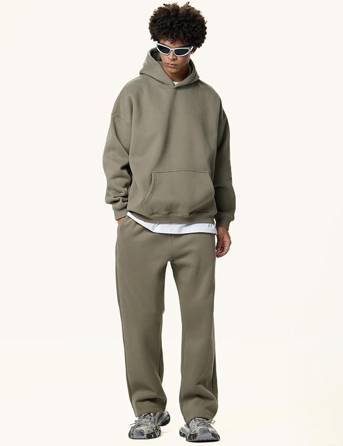 imageGihuo Men Hoodie Mens Fleece Hooded Pullover SweatshirtsGreycamel