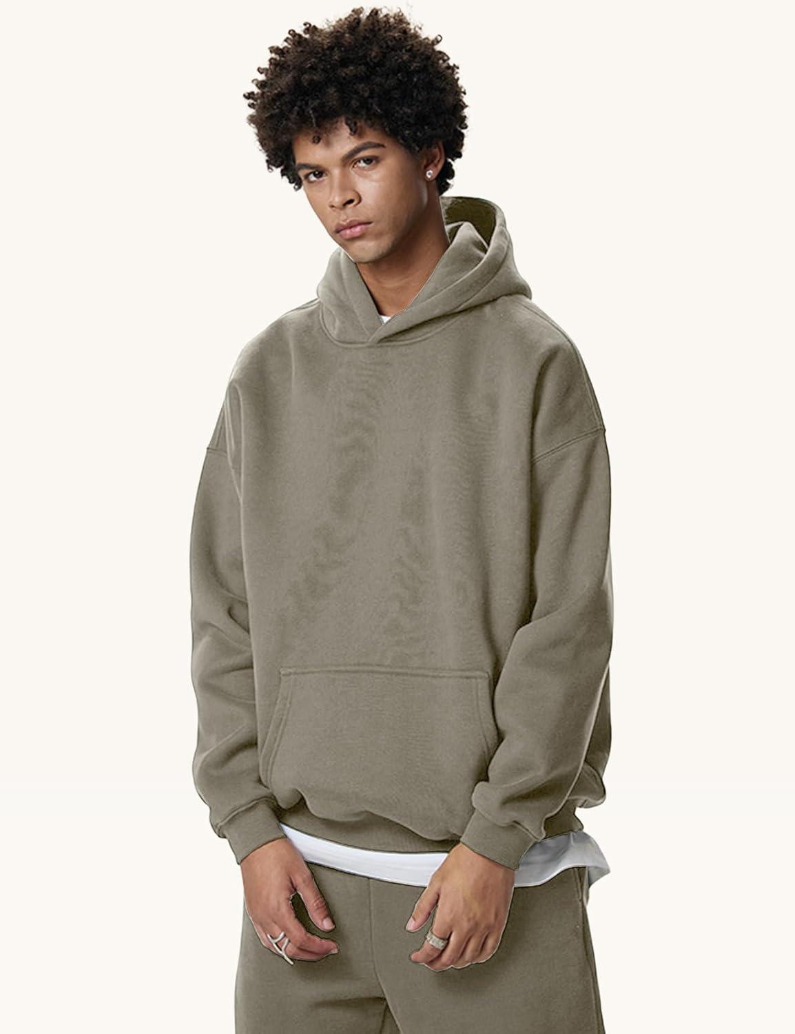 imageGihuo Men Hoodie Mens Fleece Hooded Pullover SweatshirtsGreycamel