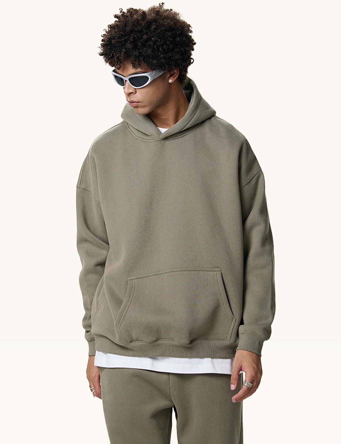 imageGihuo Men Hoodie Mens Fleece Hooded Pullover SweatshirtsGreycamel