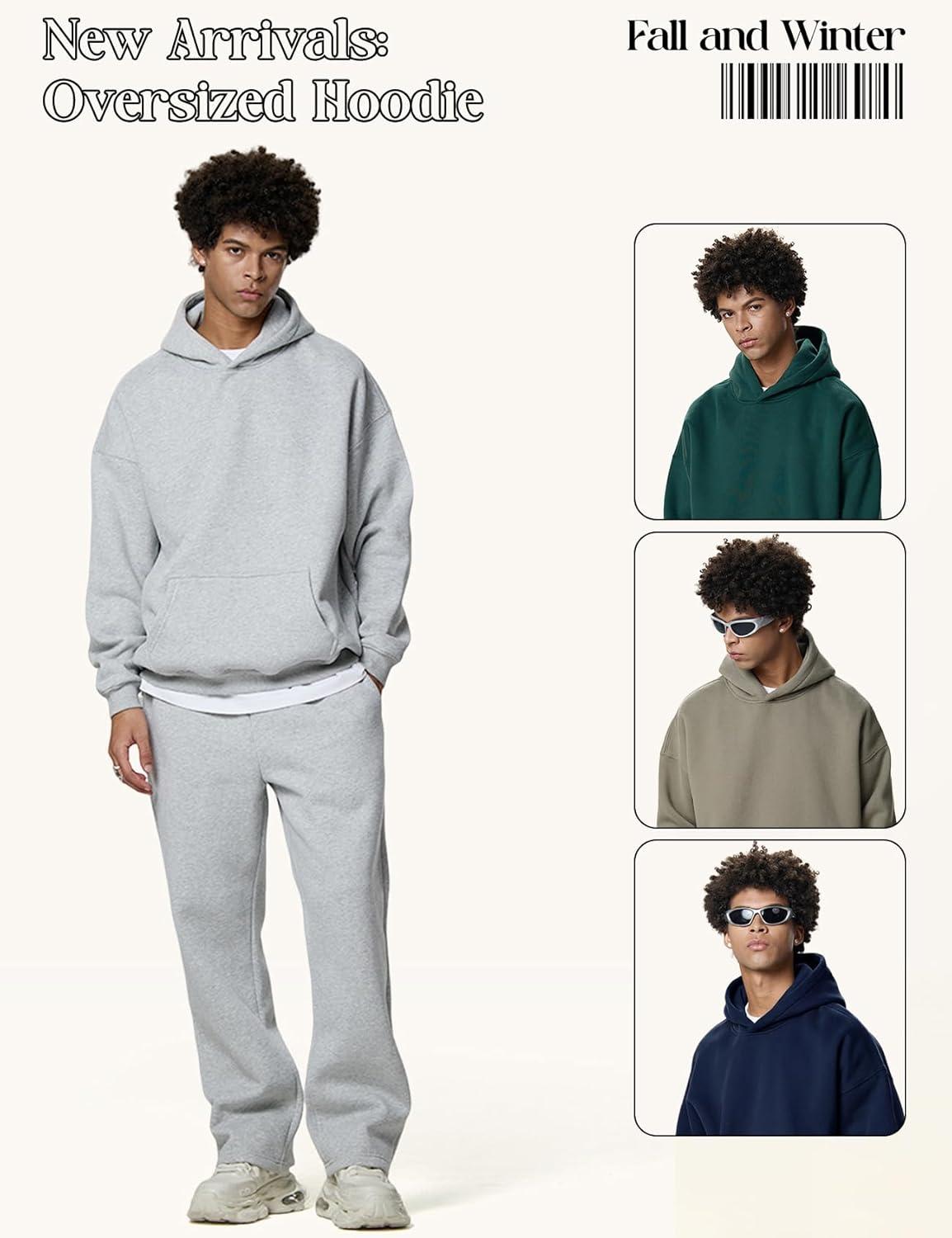 imageGihuo Men Hoodie Mens Fleece Hooded Pullover SweatshirtsLightgrey