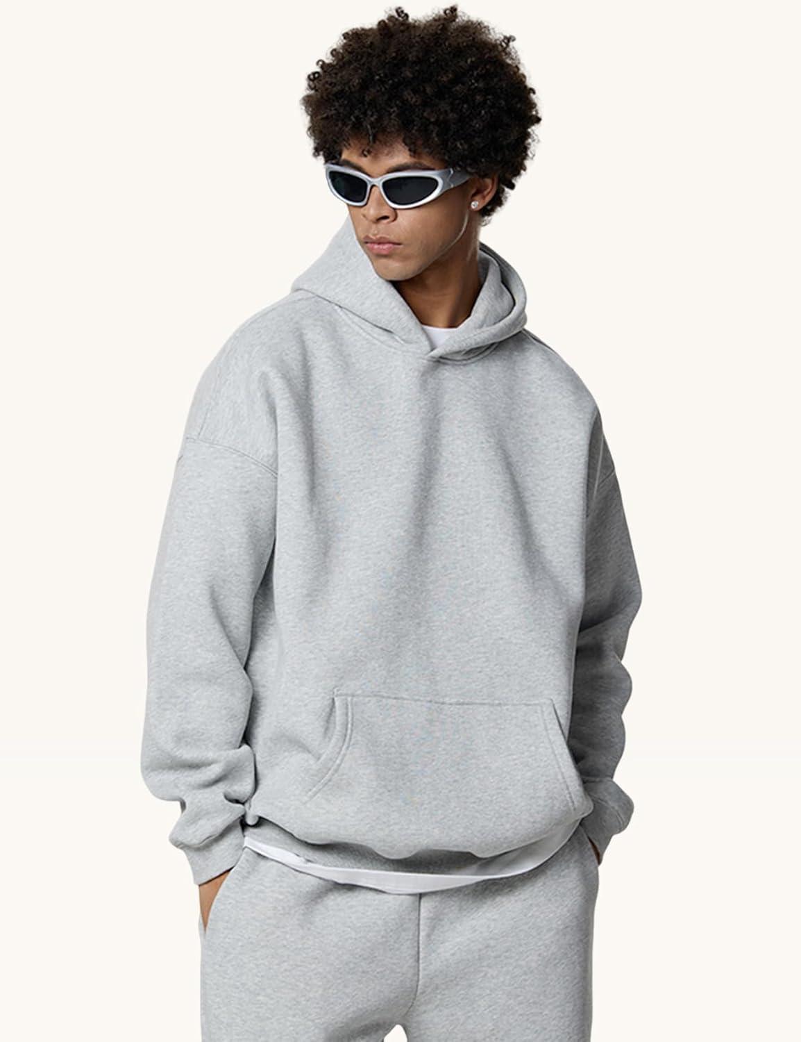 imageGihuo Men Hoodie Mens Fleece Hooded Pullover SweatshirtsLightgrey