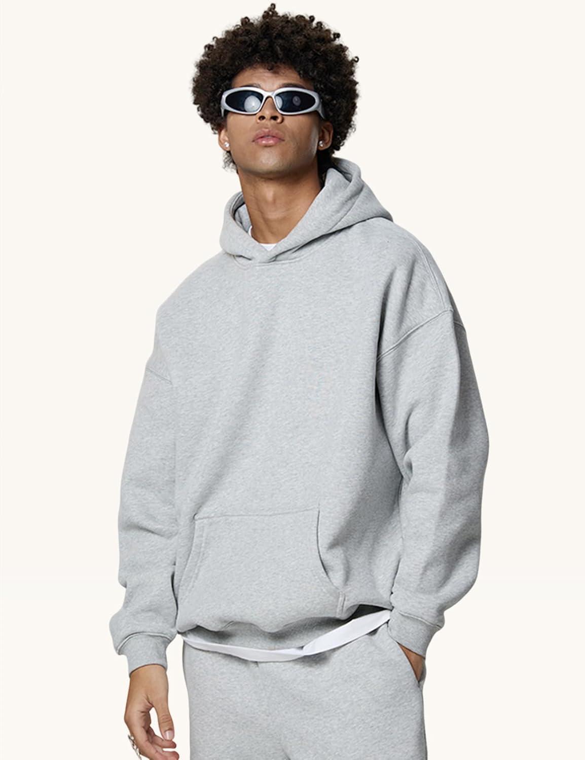 imageGihuo Men Hoodie Mens Fleece Hooded Pullover SweatshirtsLightgrey