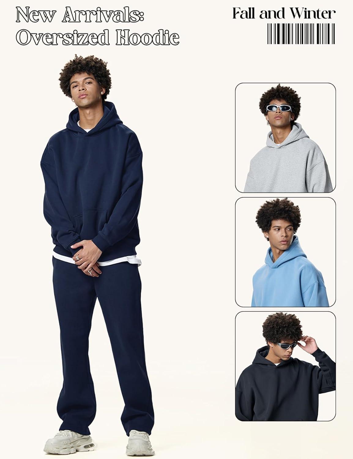 imageGihuo Men Hoodie Mens Fleece Hooded Pullover SweatshirtsNavy