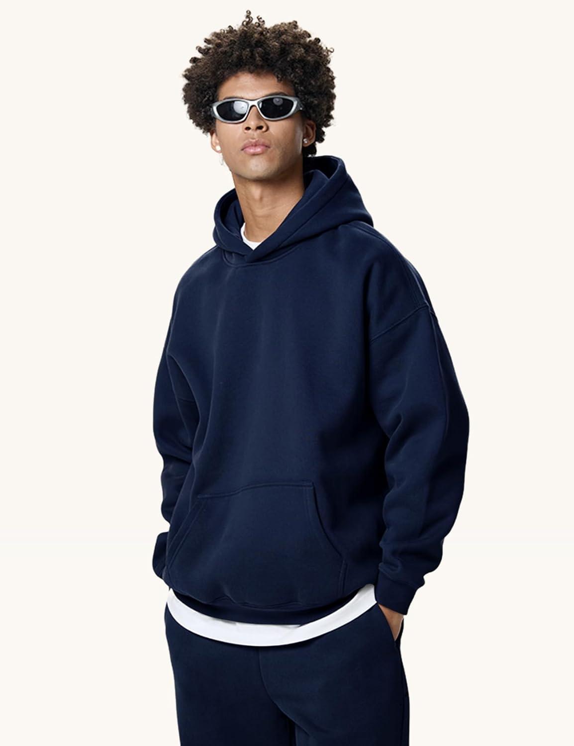 imageGihuo Men Hoodie Mens Fleece Hooded Pullover SweatshirtsNavy