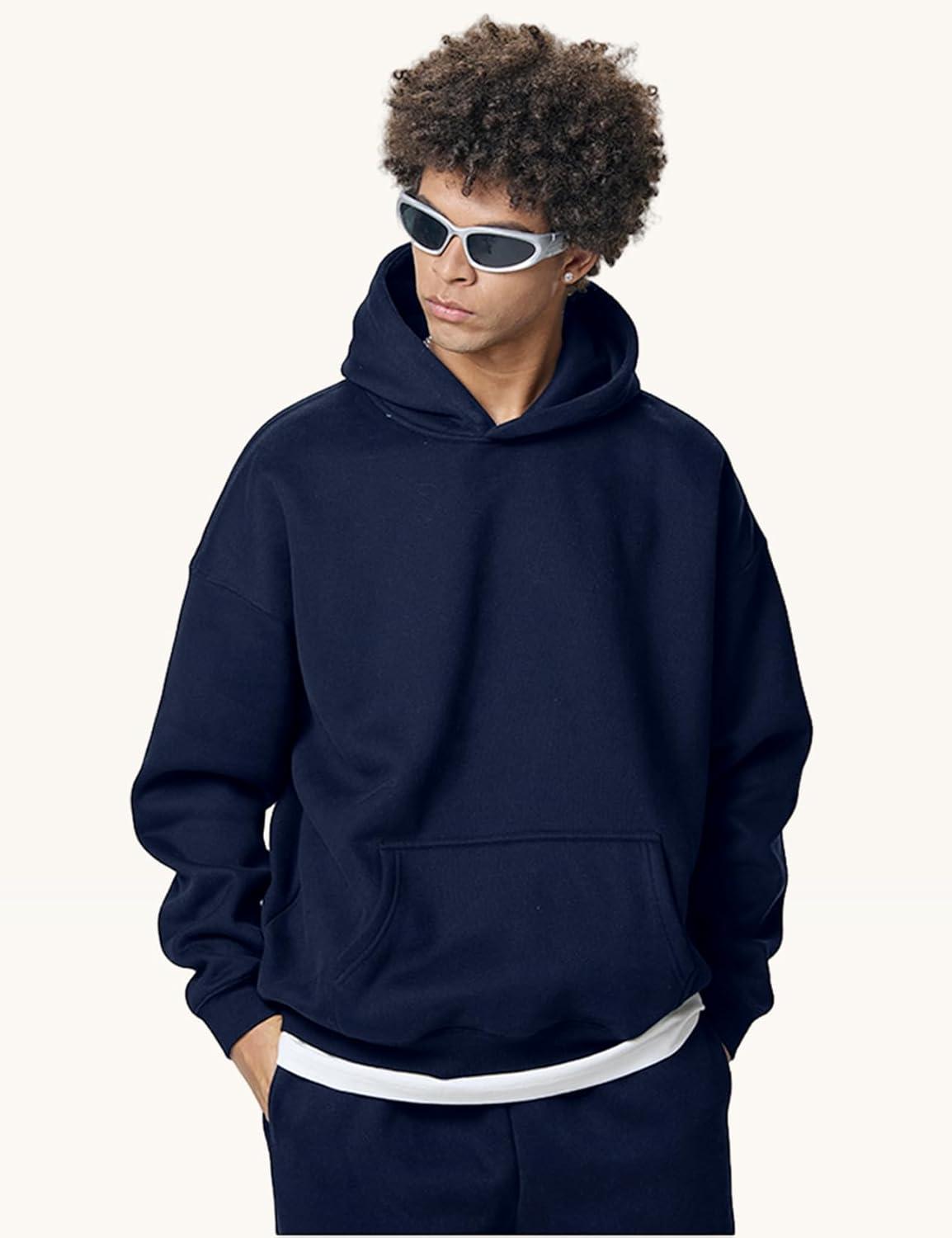 imageGihuo Men Hoodie Mens Fleece Hooded Pullover SweatshirtsNavy