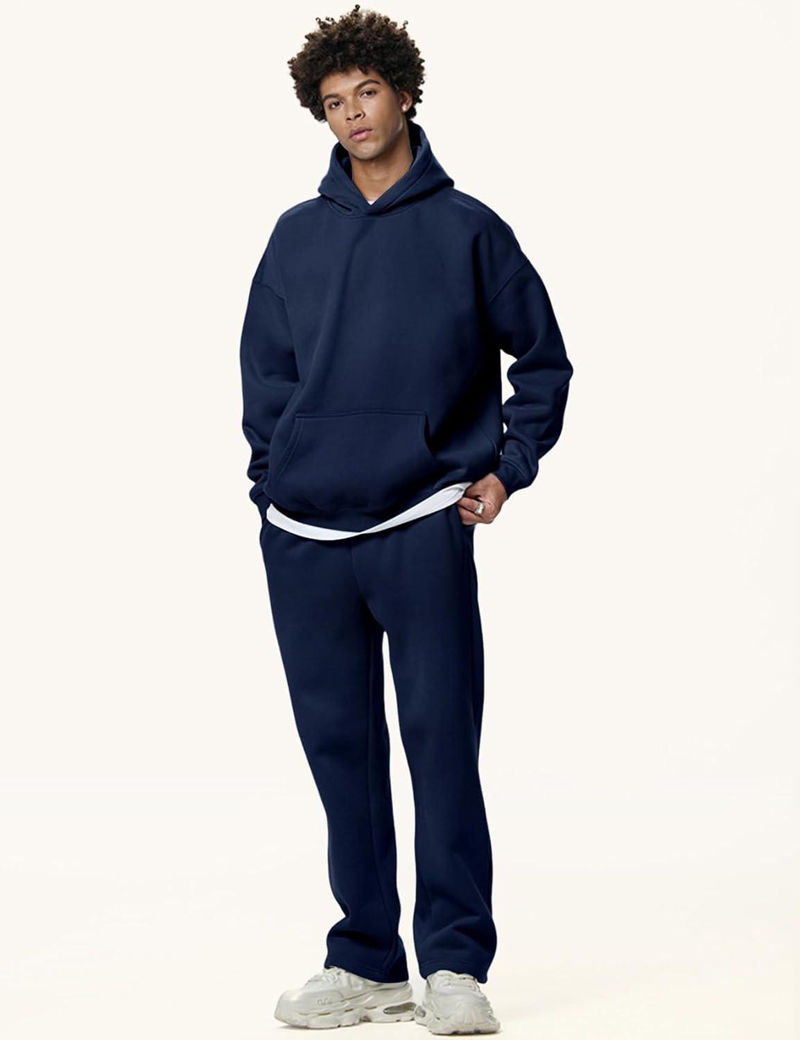 imageGihuo Men Hoodie Mens Fleece Hooded Pullover SweatshirtsNavy