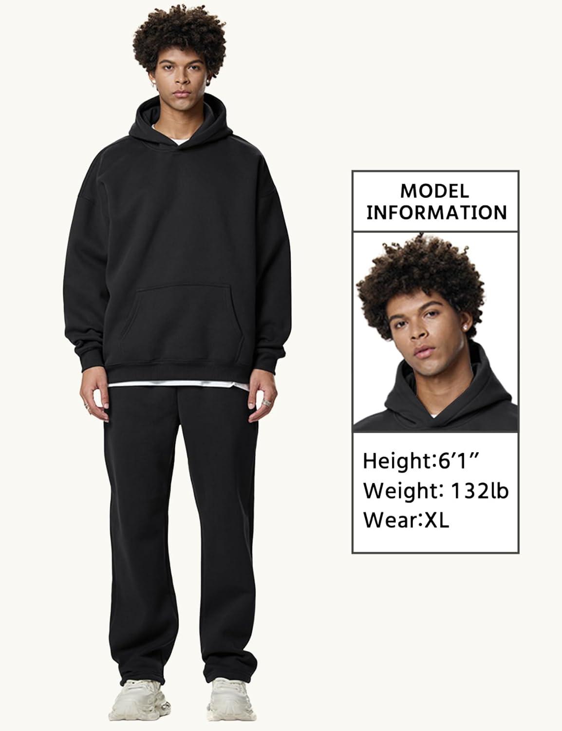 imageGihuo Mens Sweatsuit Hoodie and Sweatpants Fleece Pullover Joggers Set TracksuitBlack