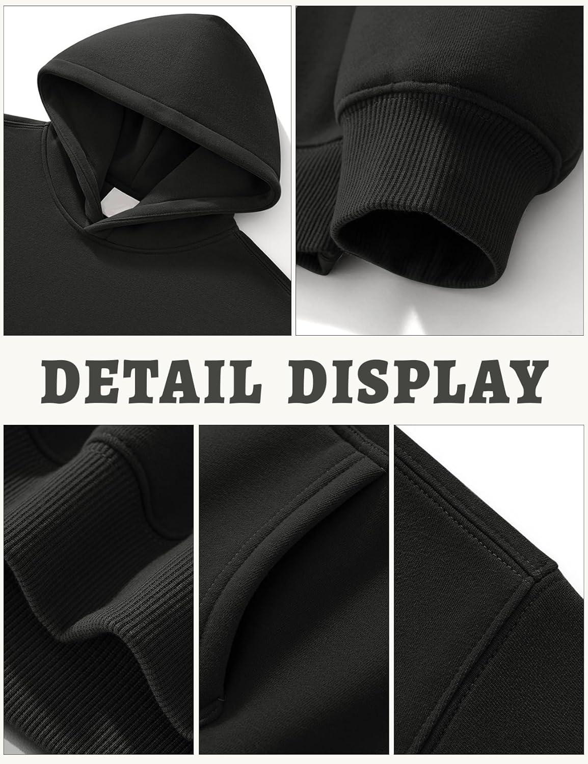 imageGihuo Mens Sweatsuit Hoodie and Sweatpants Fleece Pullover Joggers Set TracksuitBlack