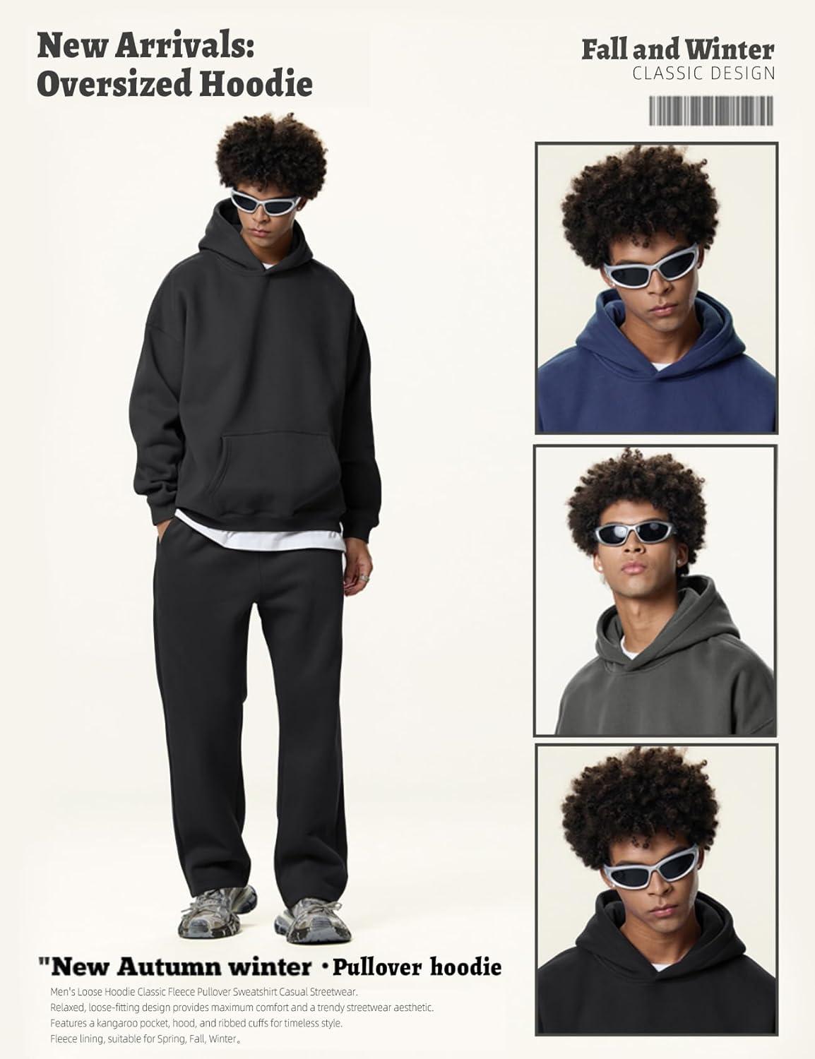 imageGihuo Mens Sweatsuit Hoodie and Sweatpants Fleece Pullover Joggers Set TracksuitBlack