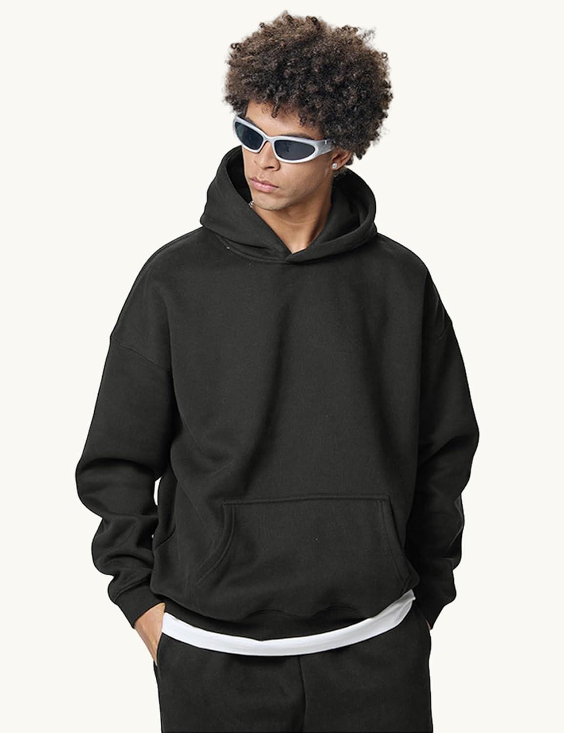 imageGihuo Mens Sweatsuit Hoodie and Sweatpants Fleece Pullover Joggers Set TracksuitBlack