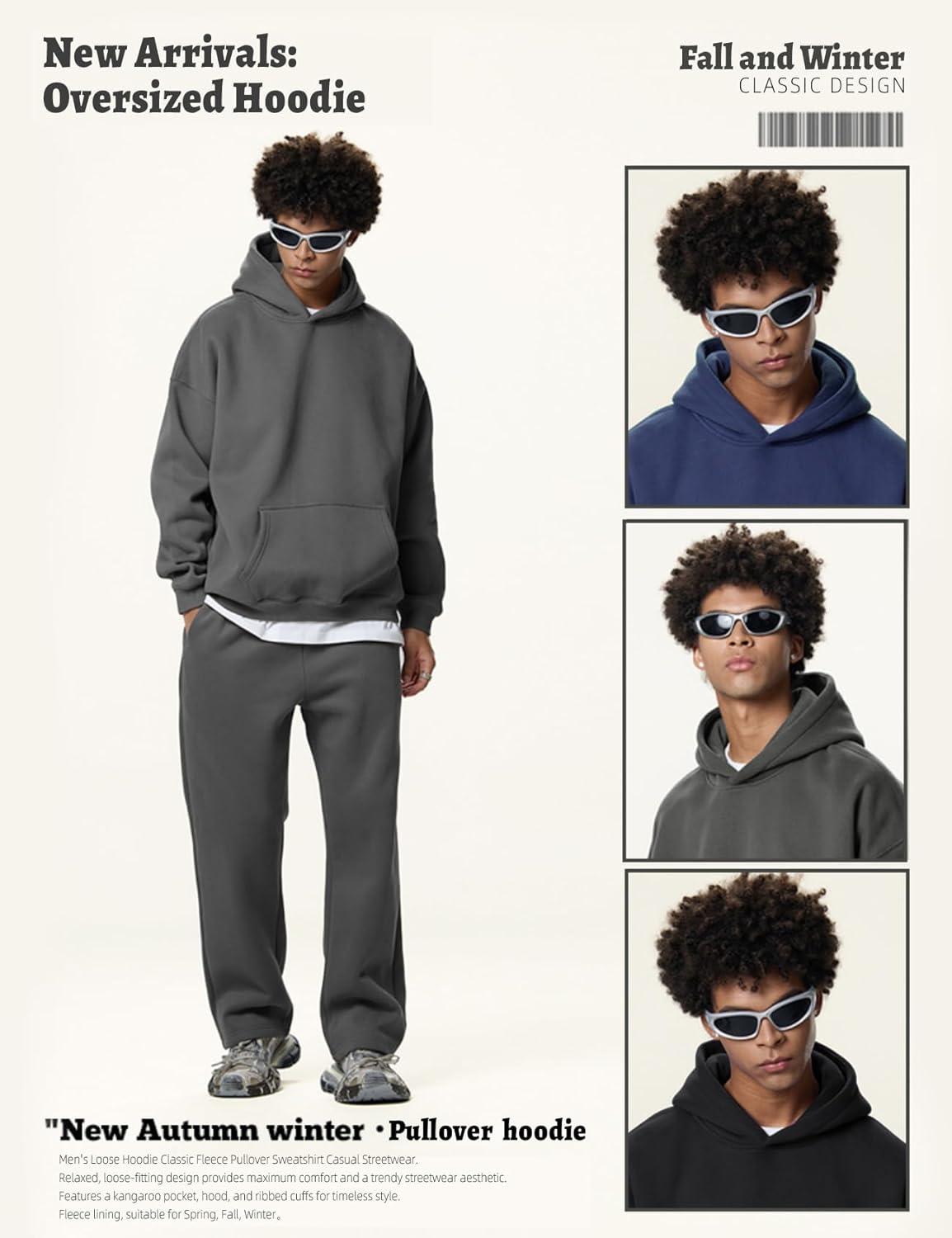 imageGihuo Mens Sweatsuit Hoodie and Sweatpants Fleece Pullover Joggers Set TracksuitDarkgrey