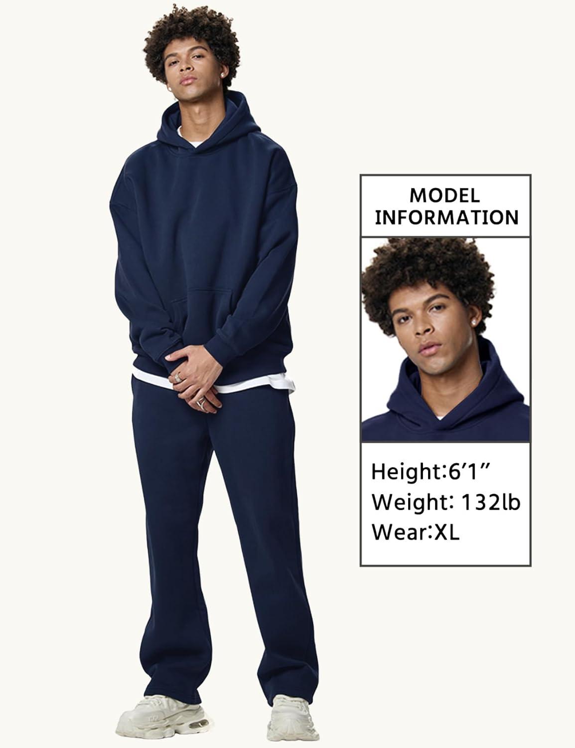 imageGihuo Mens Sweatsuit Hoodie and Sweatpants Fleece Pullover Joggers Set TracksuitNavy